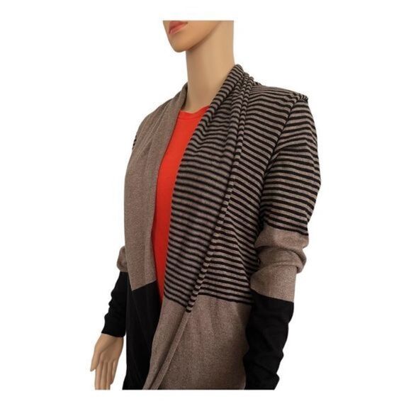 Max Studio strip/block cross over/wrap front cardigan sweater women M - Picture 13 of 13